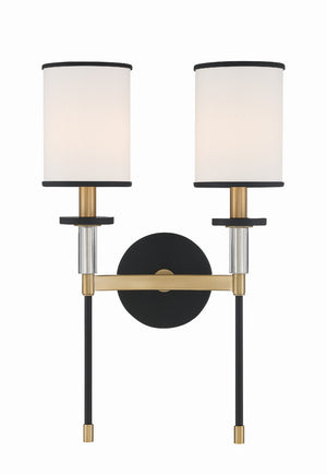 Crystorama - HAT-472-BF-VG - Two Light Wall Sconce - Hatfield - Black Forged + Vibrant Gold