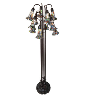 Meyda Tiffany - 10280 - 12 Light Floor Lamp - Stained Glass Pond Lily - Mahogany Bronze