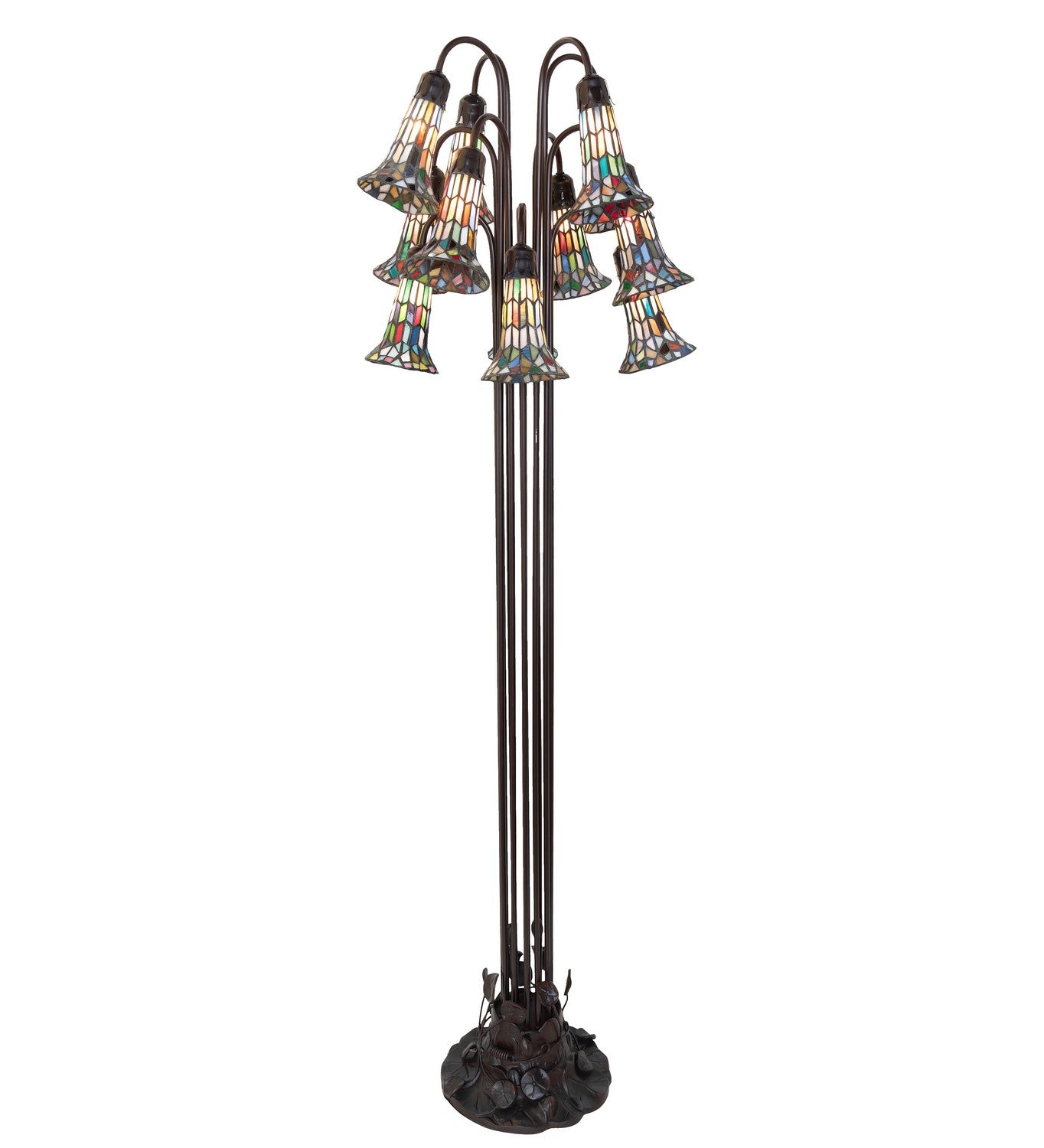 Meyda Tiffany - 10280 - 12 Light Floor Lamp - Stained Glass Pond Lily - Mahogany Bronze