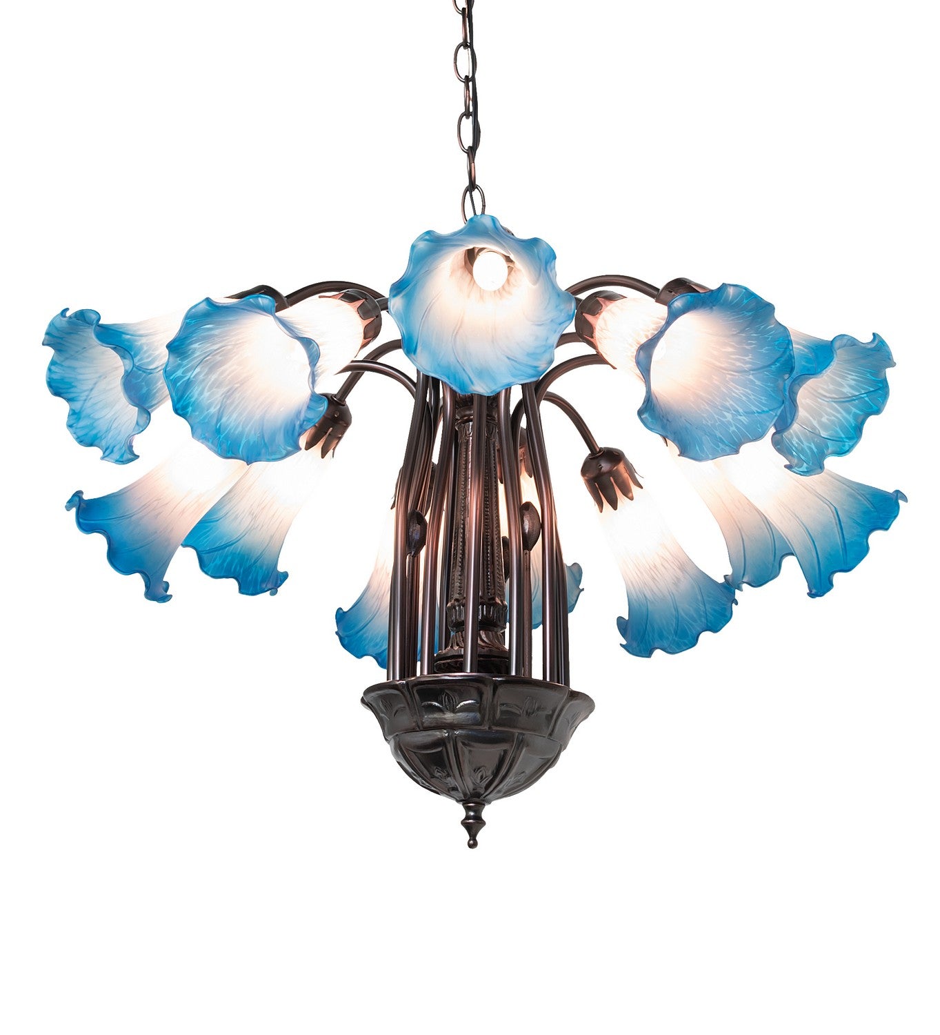 Meyda Tiffany - 16095 - 12 Light Chandelier - Pink/Blue - Mahogany Bronze