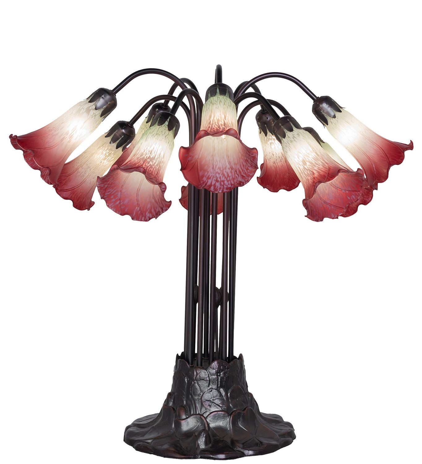 Meyda Tiffany - 185081 - Ten Light Table Lamp - Seafoam/Cranberry - Mahogany Bronze