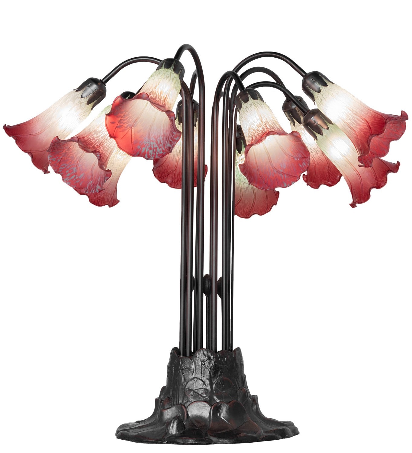 Meyda Tiffany - 185081 - Ten Light Table Lamp - Seafoam/Cranberry - Mahogany Bronze