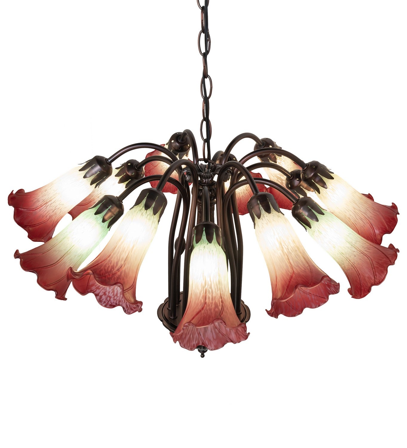 Meyda Tiffany - 185083 - 12 Light Chandelier - Seafoam/Cranberry - Mahogany Bronze