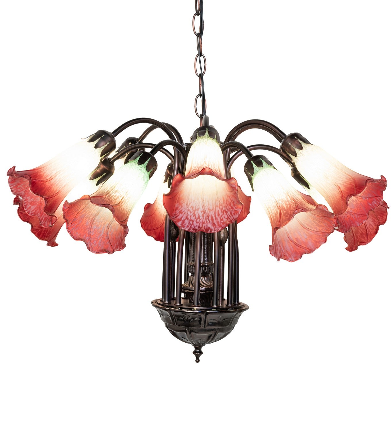 Meyda Tiffany - 185083 - 12 Light Chandelier - Seafoam/Cranberry - Mahogany Bronze