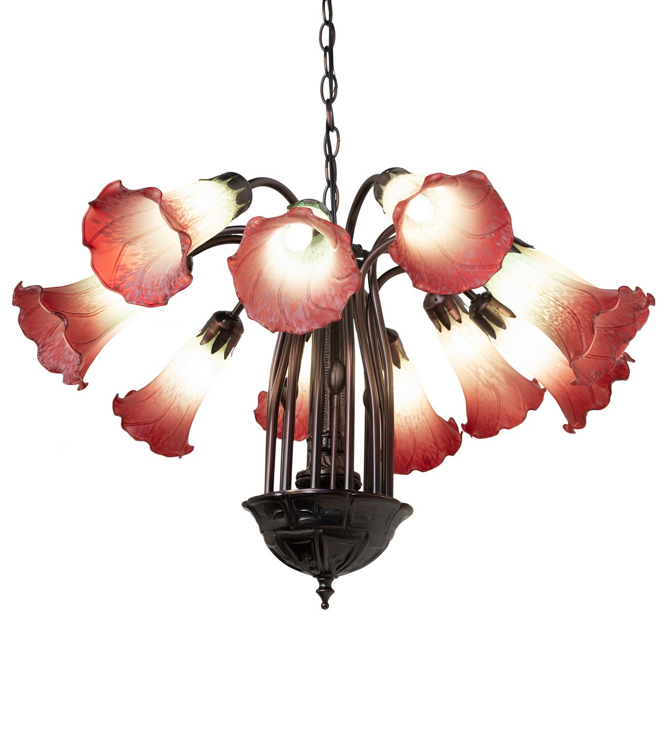 Meyda Tiffany - 185083 - 12 Light Chandelier - Seafoam/Cranberry - Mahogany Bronze