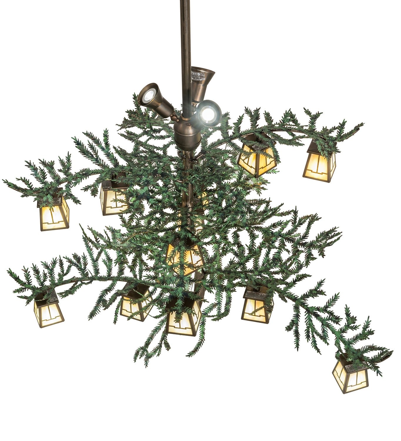 Meyda Tiffany - 253317 - 15 Light Chandelier - Pine Branch - Antique Copper With Green Needles