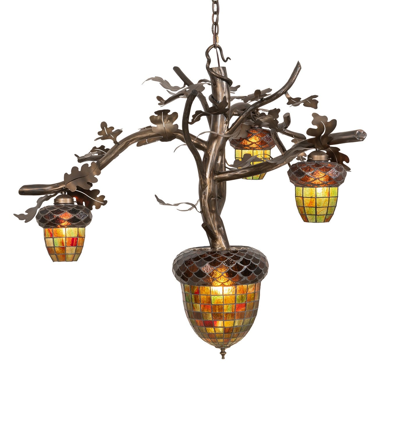 Meyda Tiffany - 255787 - Four Light Chandelier - Acorn Branch - Antique Copper