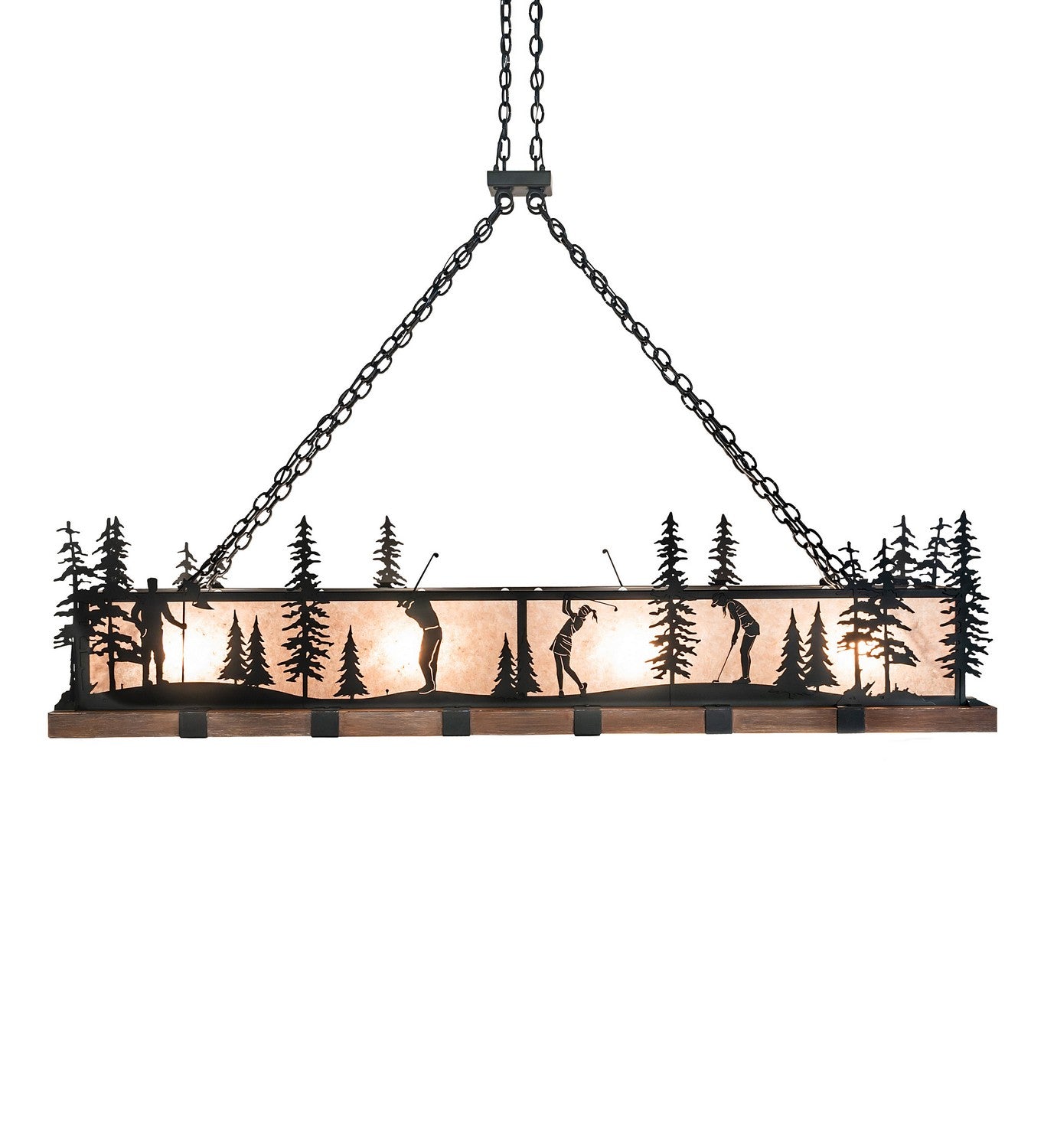 Meyda Tiffany - 257673 - LED Pendant - Golf - Blackwash & Faux Walnut Wood