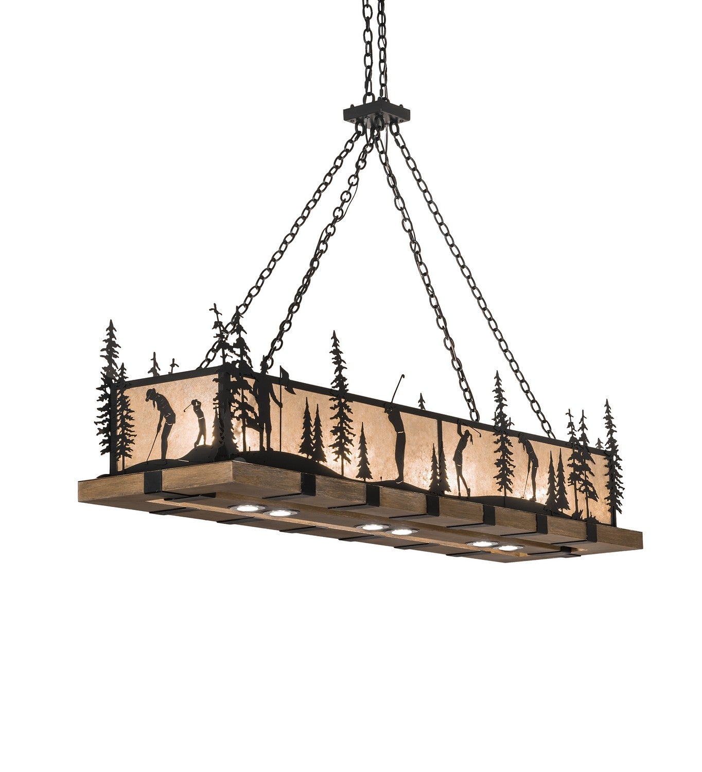 Meyda Tiffany - 257673 - LED Pendant - Golf - Blackwash & Faux Walnut Wood