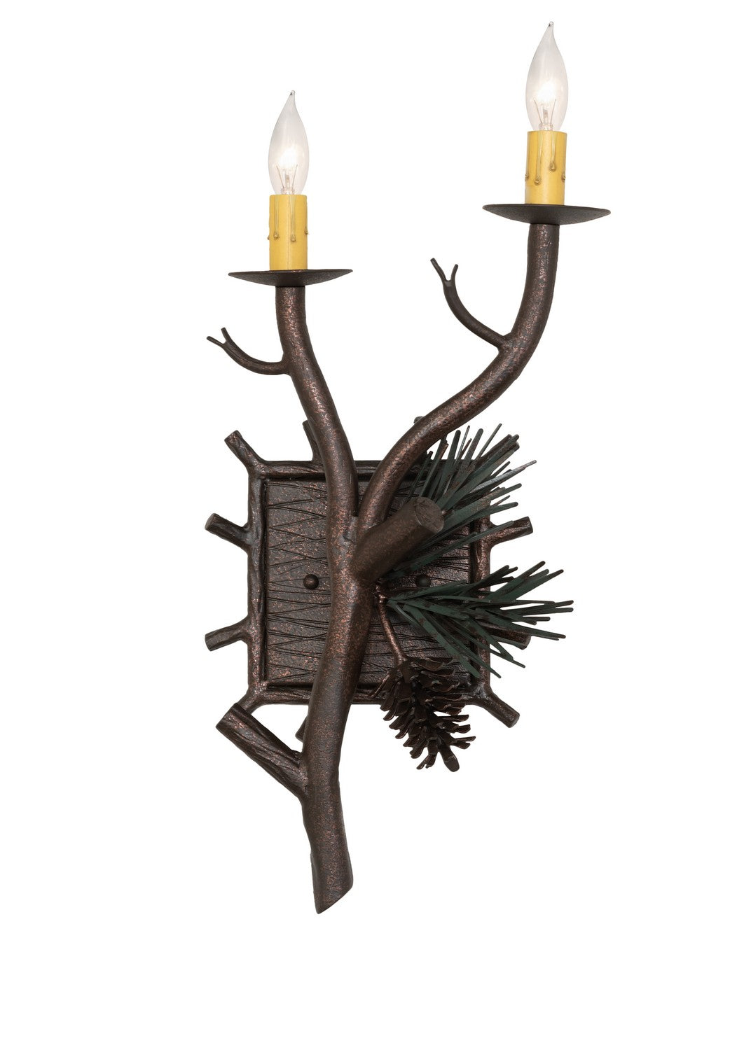 Meyda Tiffany - 259429 - Two Light Wall Sconce - Pinewood - Copper Rust & Olive Green