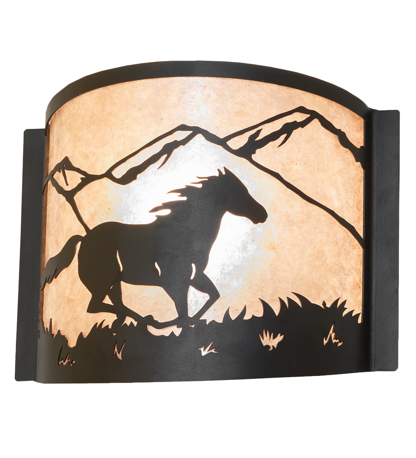 Meyda Tiffany - 259844 - One Light Wall Sconce - Running Horses - Wrought Iron