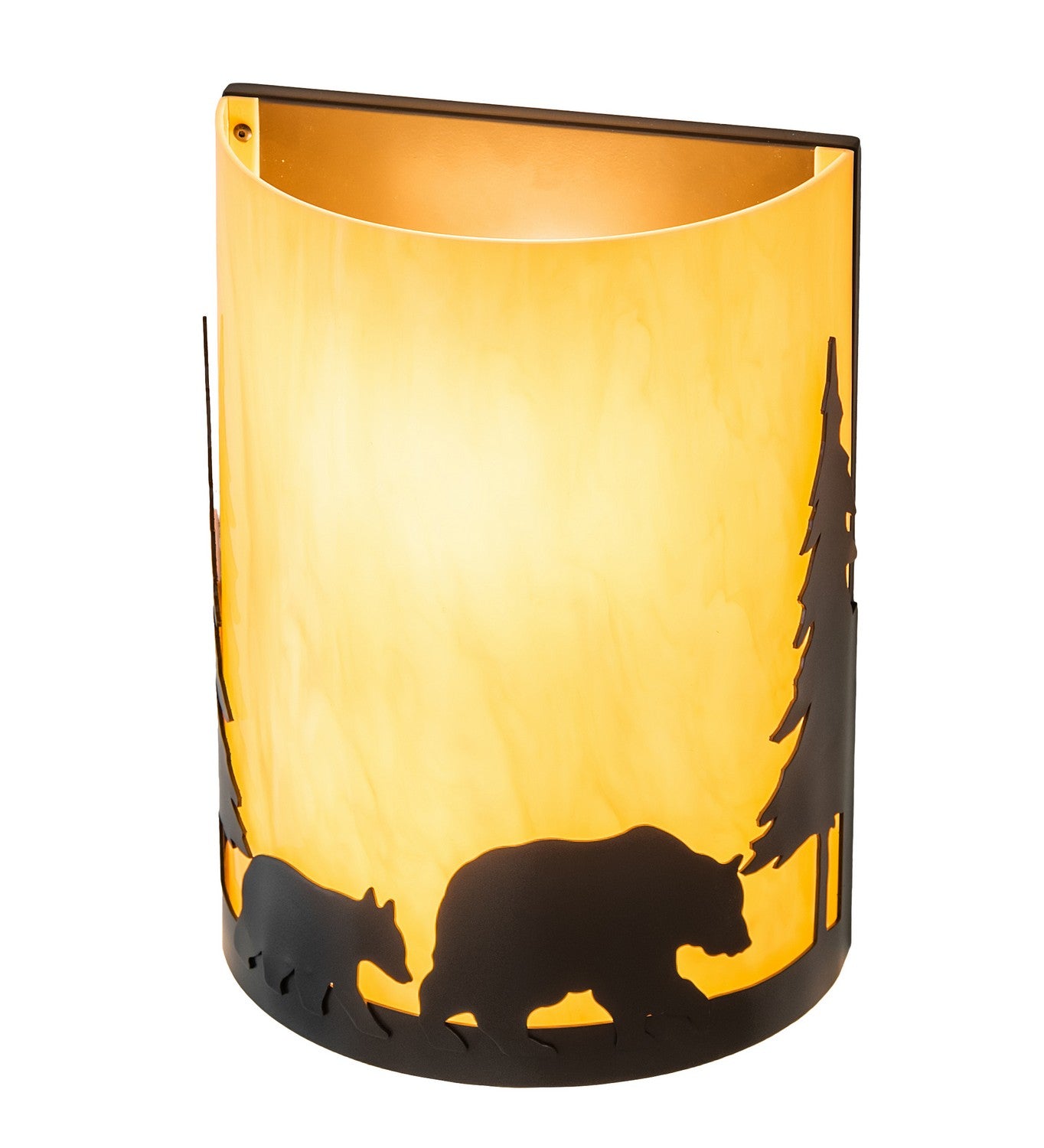 Meyda Tiffany - 260205 - Two Light Wall Sconce - Pine Tree And Bear - Timeless Bronze