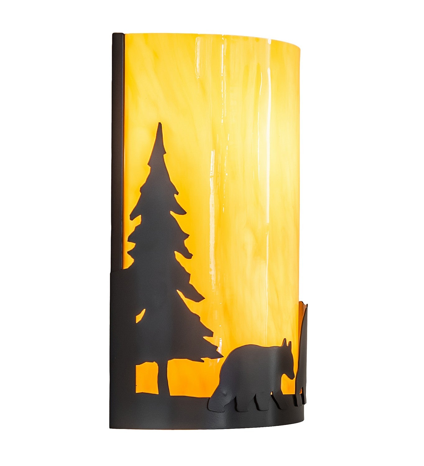 Meyda Tiffany - 260205 - Two Light Wall Sconce - Pine Tree And Bear - Timeless Bronze