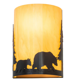 Meyda Tiffany - 260205 - Two Light Wall Sconce - Pine Tree And Bear - Timeless Bronze