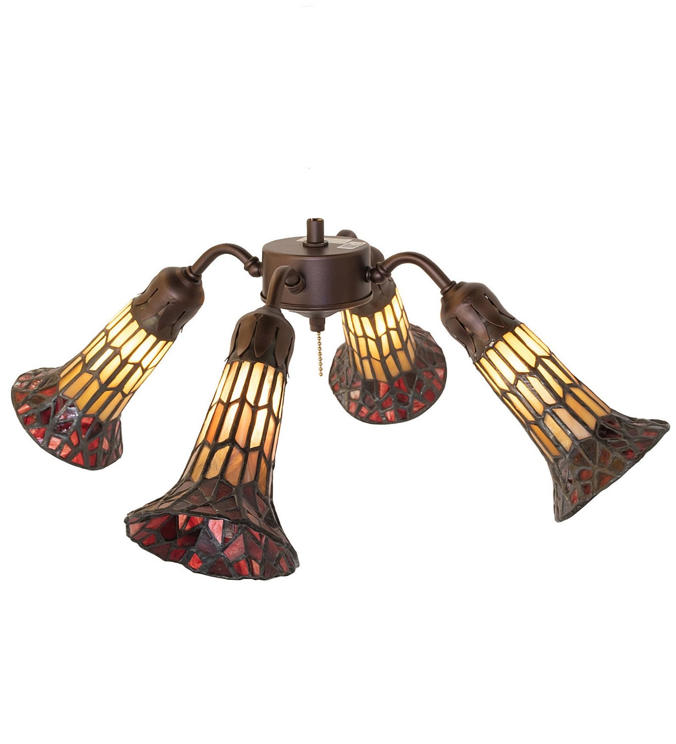 Meyda Tiffany - 261512 - Four Light Fan Light - Stained Glass Pond Lily - Mahogany Bronze