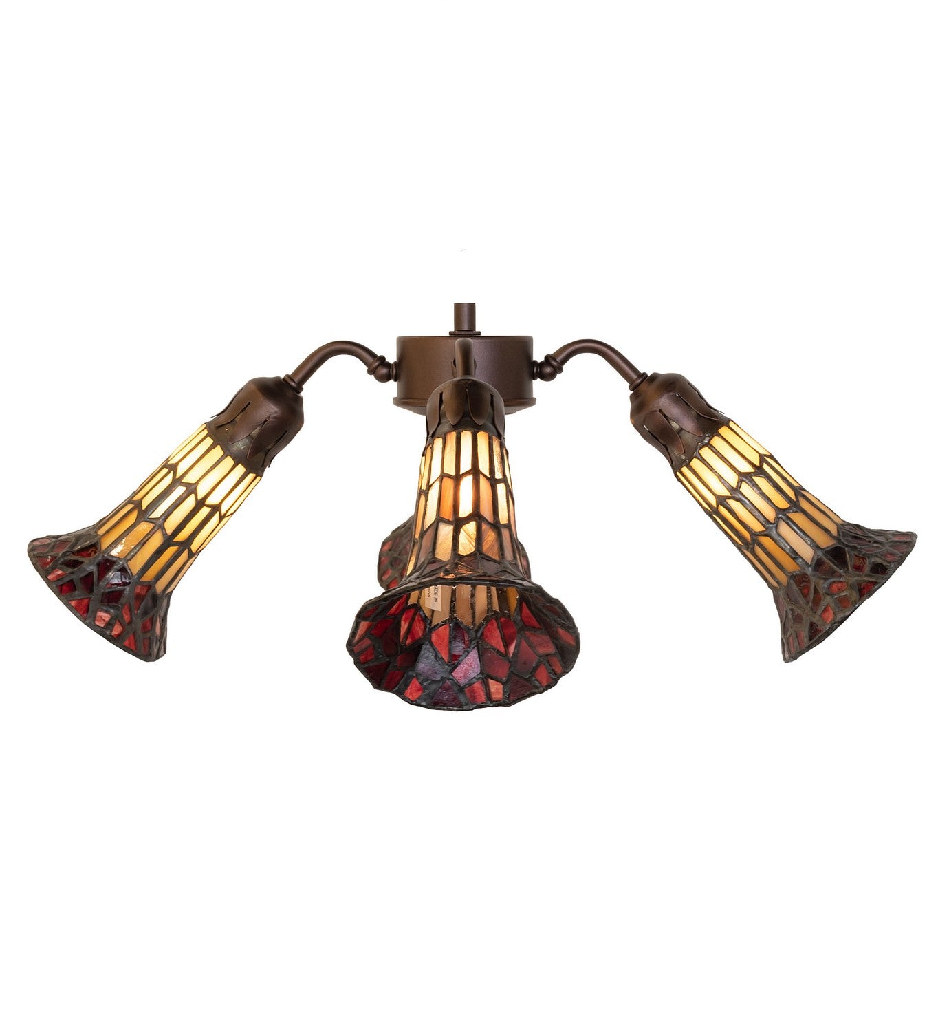 Meyda Tiffany - 261512 - Four Light Fan Light - Stained Glass Pond Lily - Mahogany Bronze