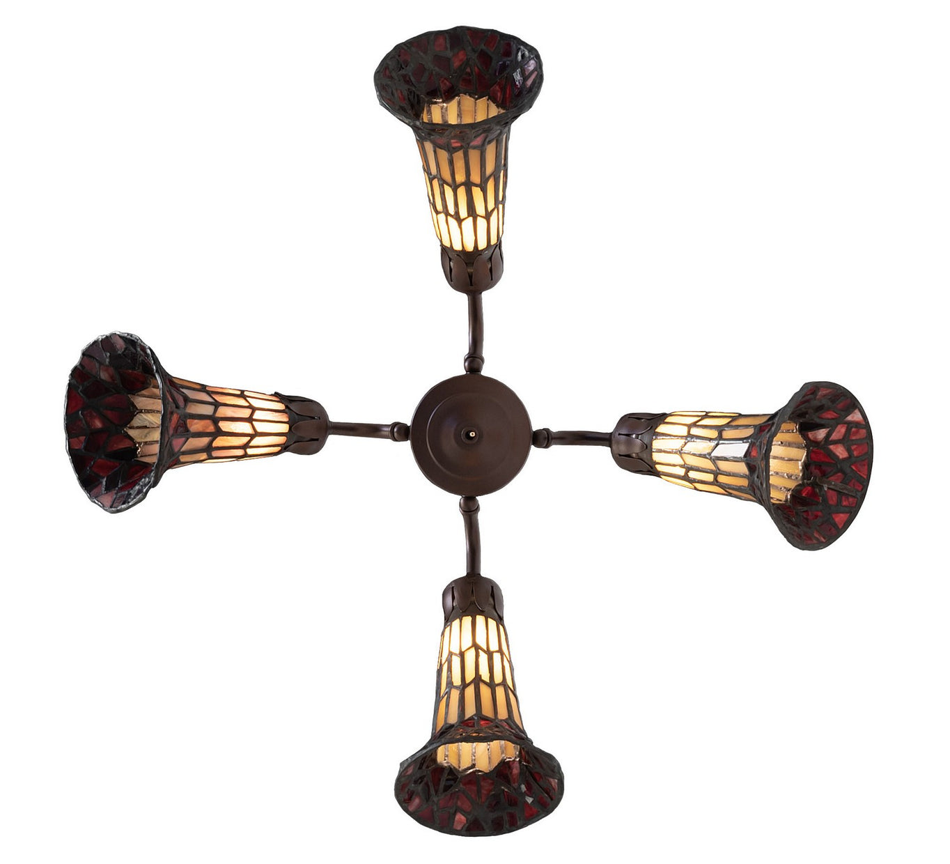 Meyda Tiffany - 261512 - Four Light Fan Light - Stained Glass Pond Lily - Mahogany Bronze