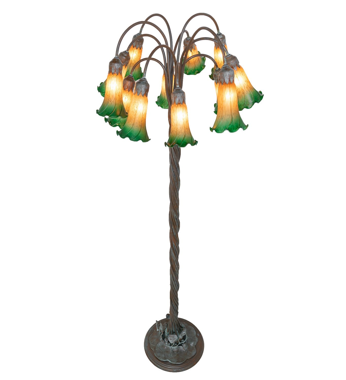 Meyda Tiffany - 262111 - 12 Light Floor Lamp - Amber/Green - Bronze