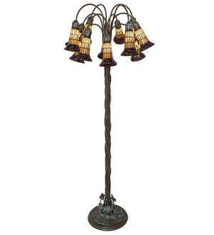 Meyda Tiffany - 262123 - 12 Light Floor Lamp - Stained Glass Pond Lily - Bronze