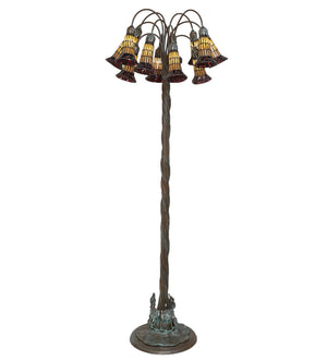 Meyda Tiffany - 262123 - 12 Light Floor Lamp - Stained Glass Pond Lily - Bronze