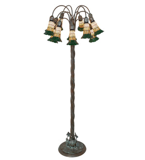 Meyda Tiffany - 262124 - 12 Light Floor Lamp - Stained Glass Pond Lily - Bronze