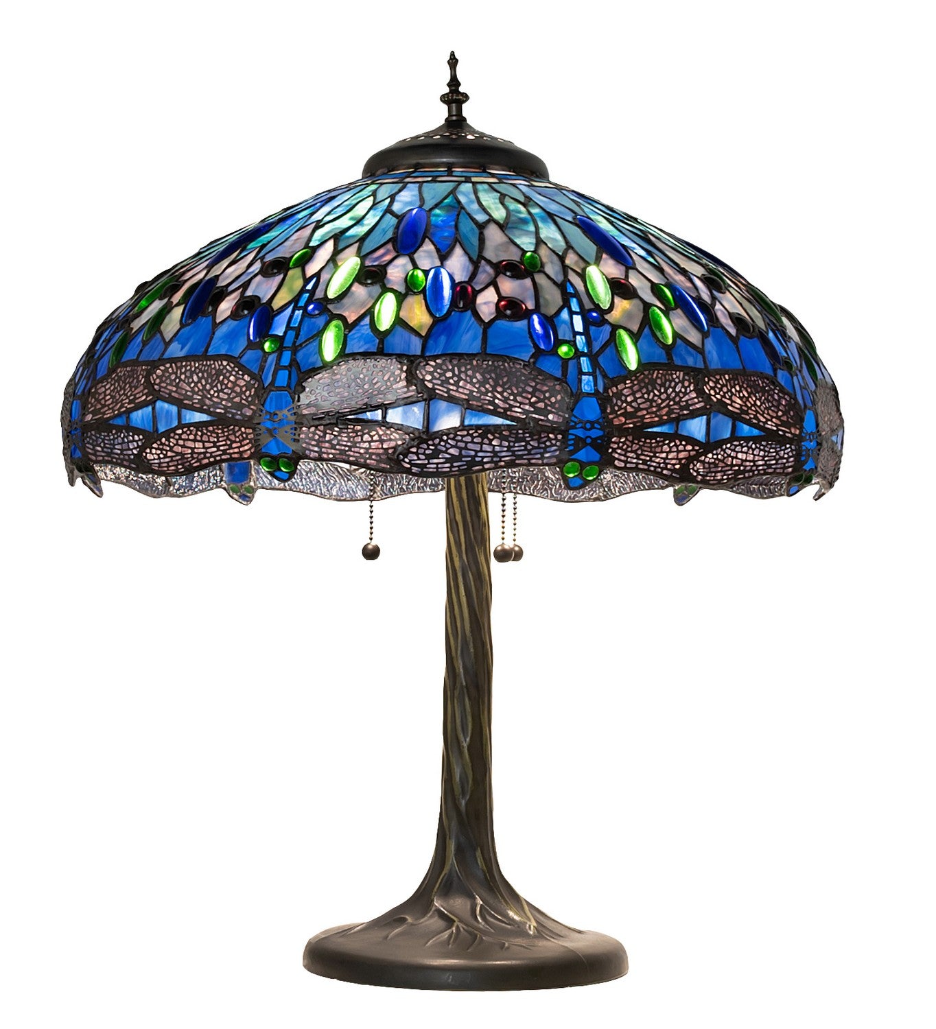 Meyda Tiffany - 263097 - Three Light Table Lamp - Tiffany Hanginghead Dragonfly - Mahogany Bronze