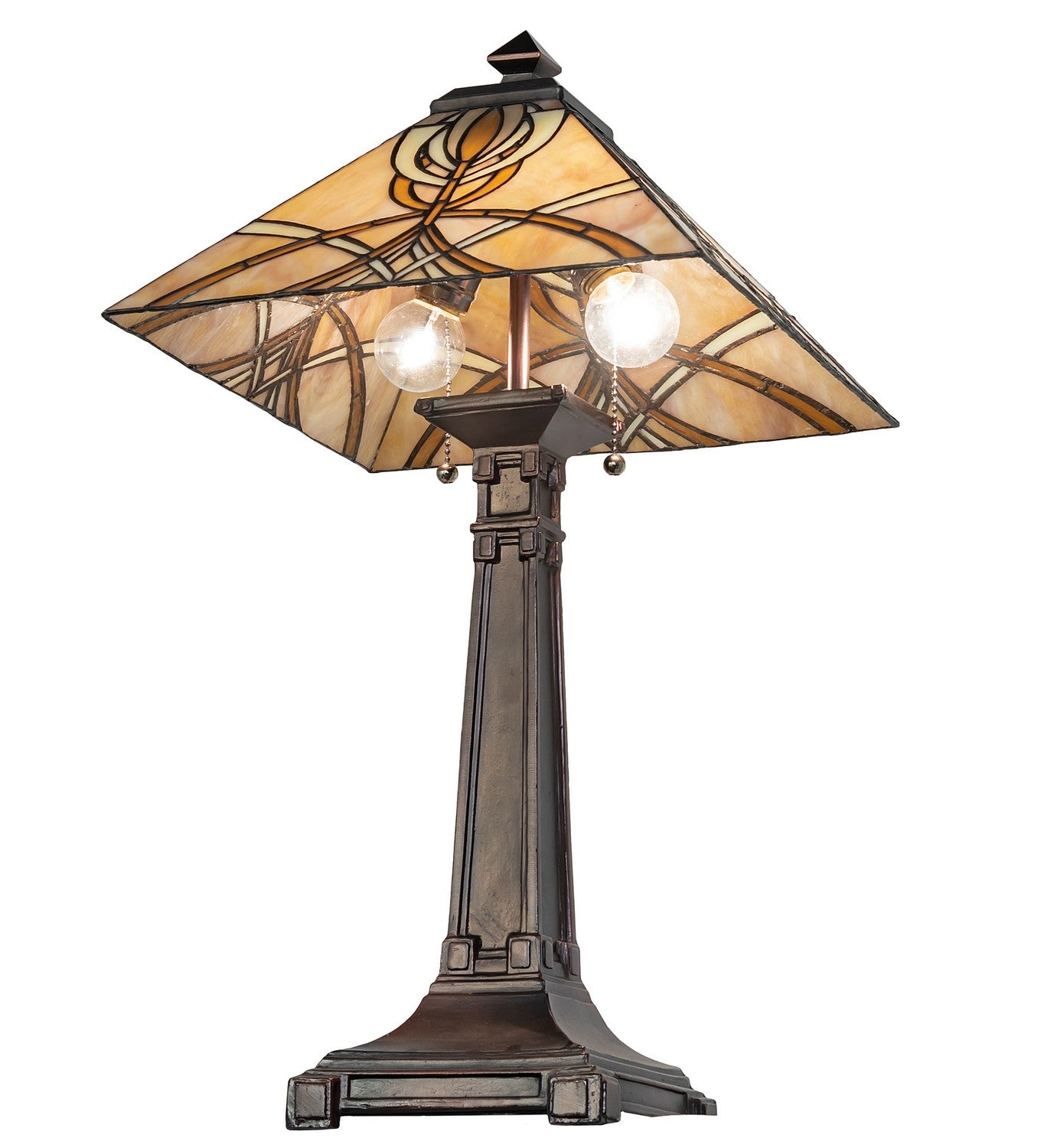 Meyda Tiffany - 263183 - Two Light Table Lamp - Glasgow Bungalow - Mahogany Bronze