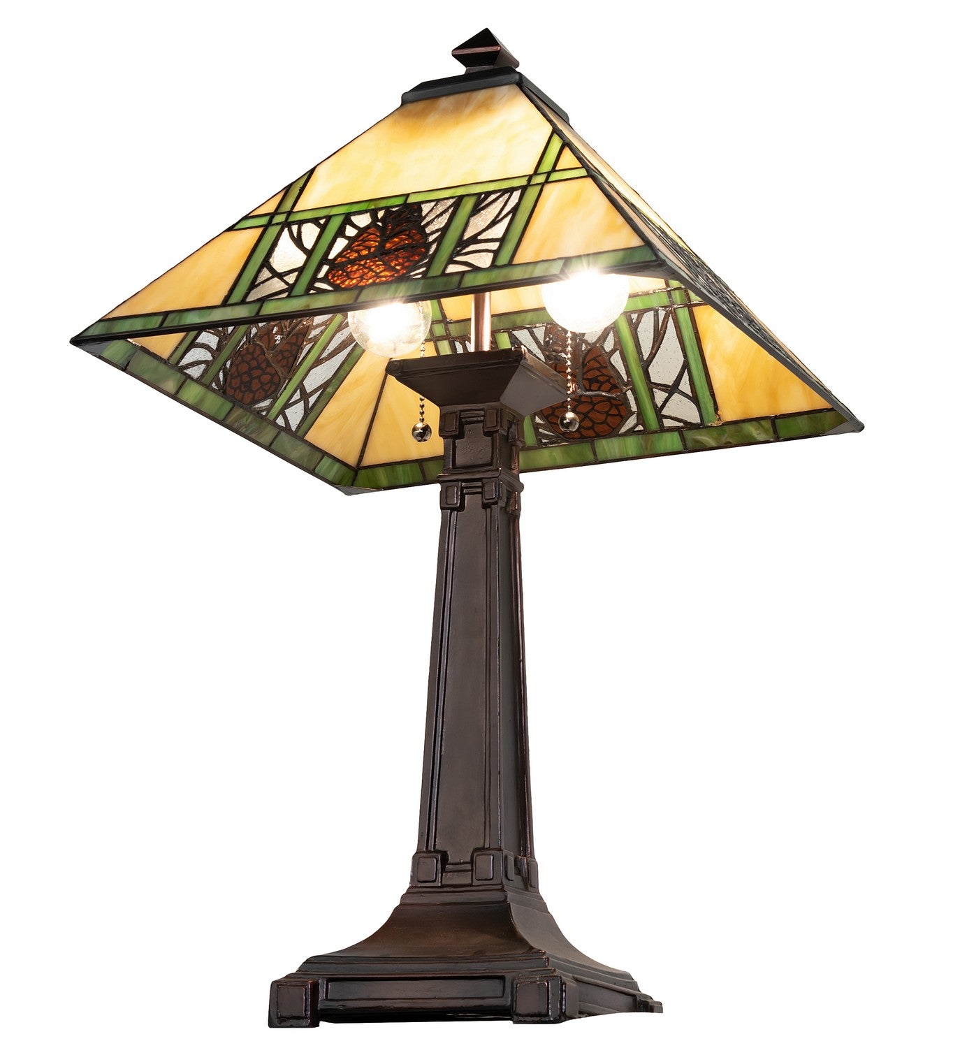 Meyda Tiffany - 263185 - Two Light Table Lamp - Pinecone Ridge - Mahogany Bronze