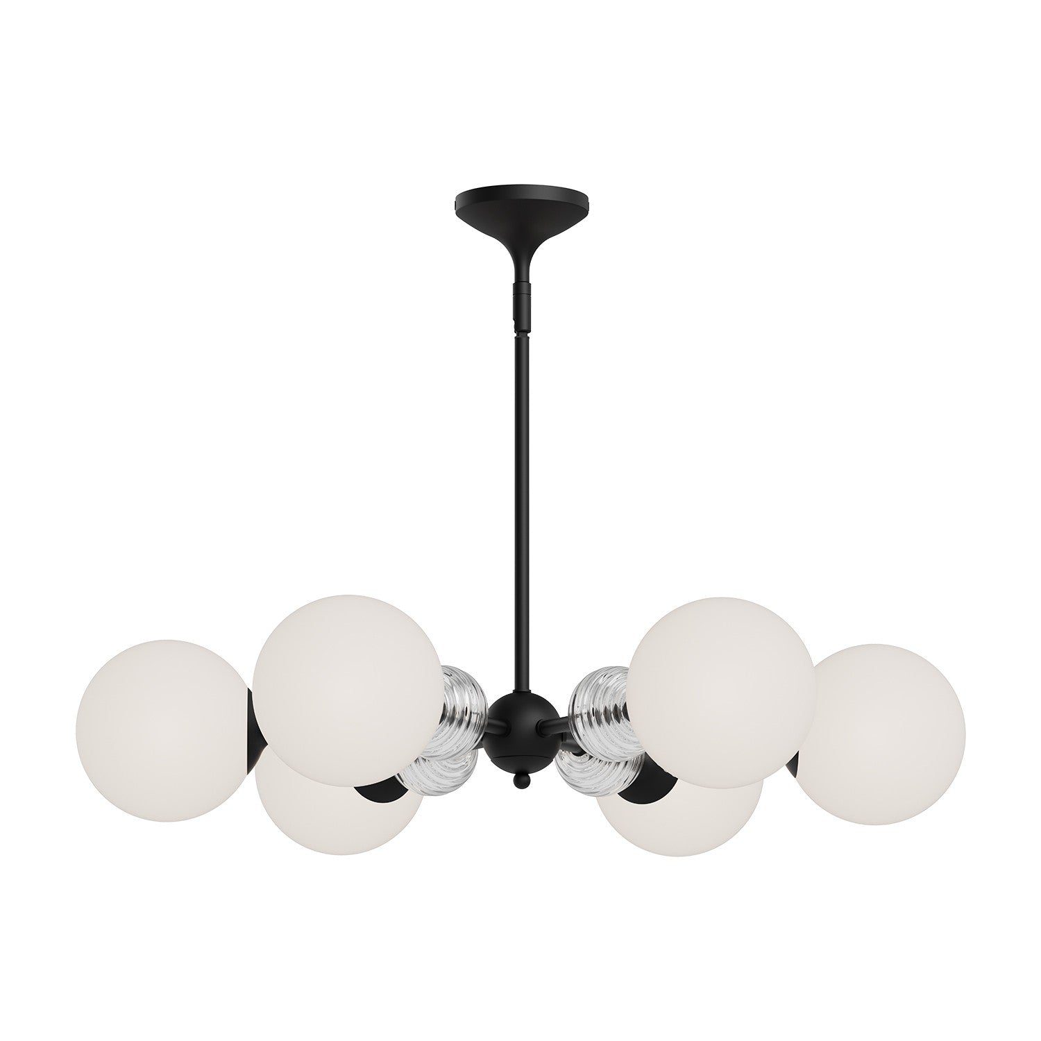 Alora - CH415330MBOP - Six Light Chandelier - Celia - Matte Black/Opal Glass