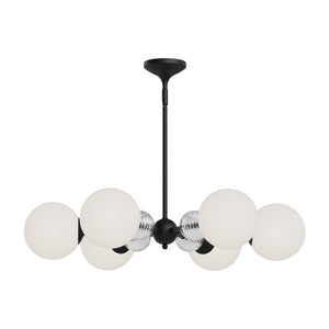 Alora - CH415330MBOP - Six Light Chandelier - Celia - Matte Black/Opal Glass