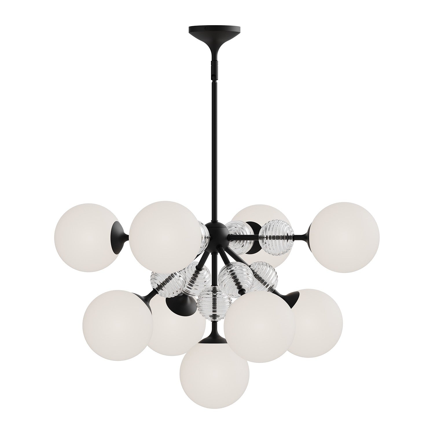 Alora - CH415331MBOP - Nine Light Chandelier - Celia - Matte Black/Opal Glass