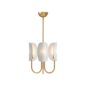 Alora - CH450715AGCW - Three Light Chandelier - Seno - Aged Gold/White Cotton Fabric