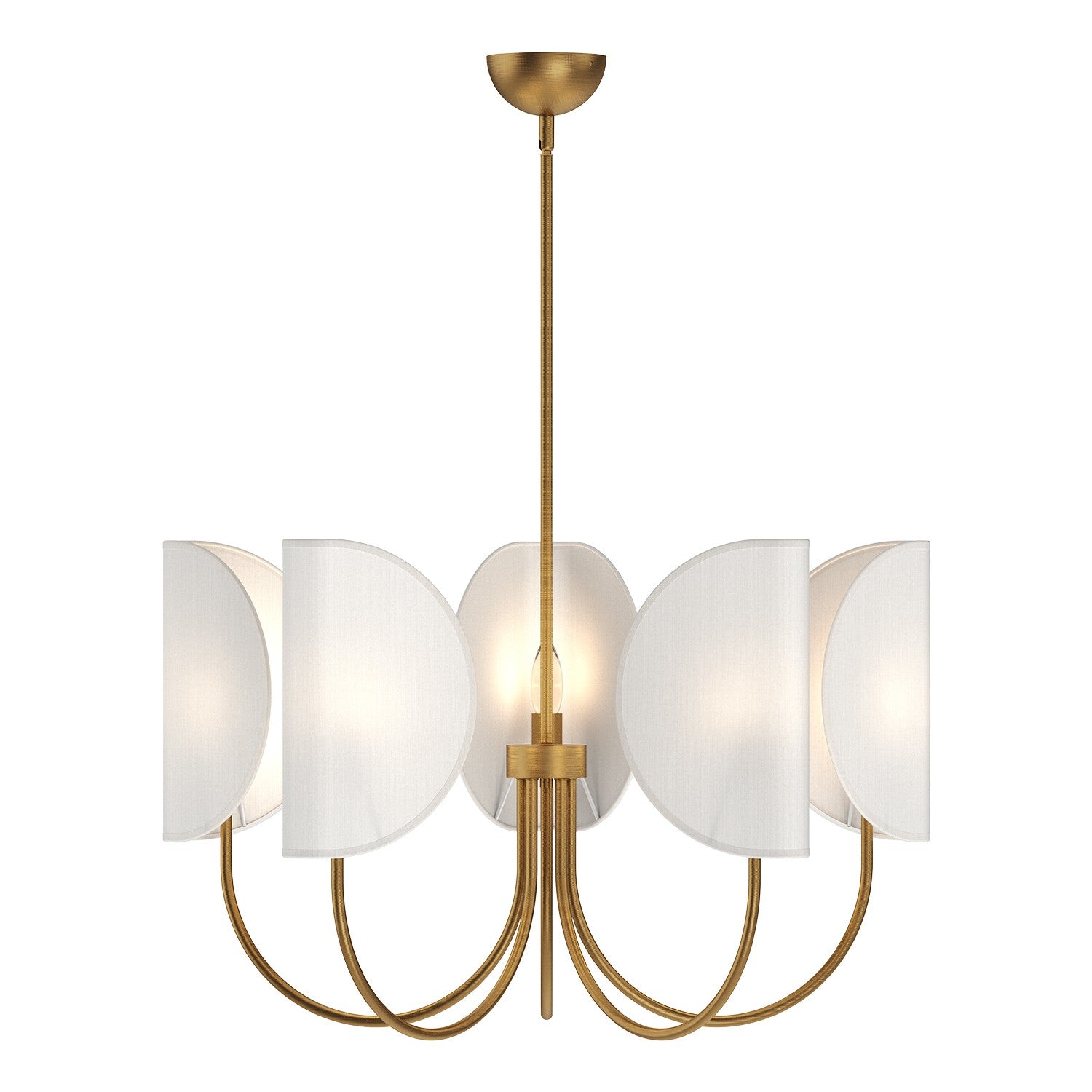 Alora - CH450732AGCW - Five Light Chandelier - Seno - Aged Gold/White Cotton Fabric