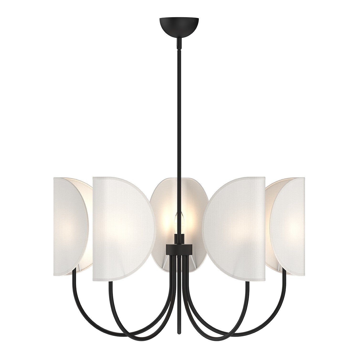 Alora - CH450732MBCW - Five Light Chandelier - Seno - Matte Black/White Cotton Fabric