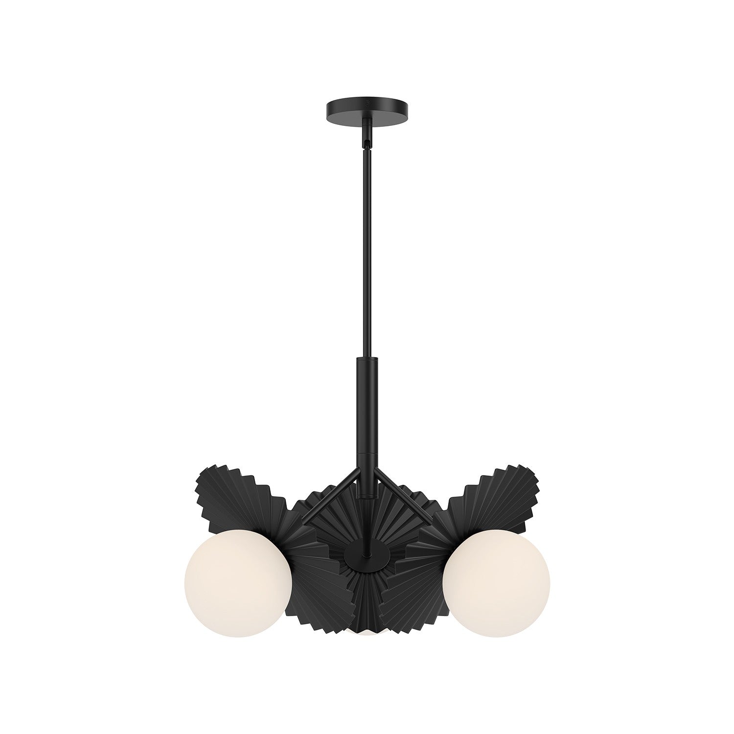 Alora - CH501322MBOP - Three Light Chandelier - Plume - Matte Black/Opal Glass