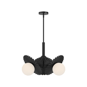 Alora - CH501322MBOP - Three Light Chandelier - Plume - Matte Black/Opal Glass