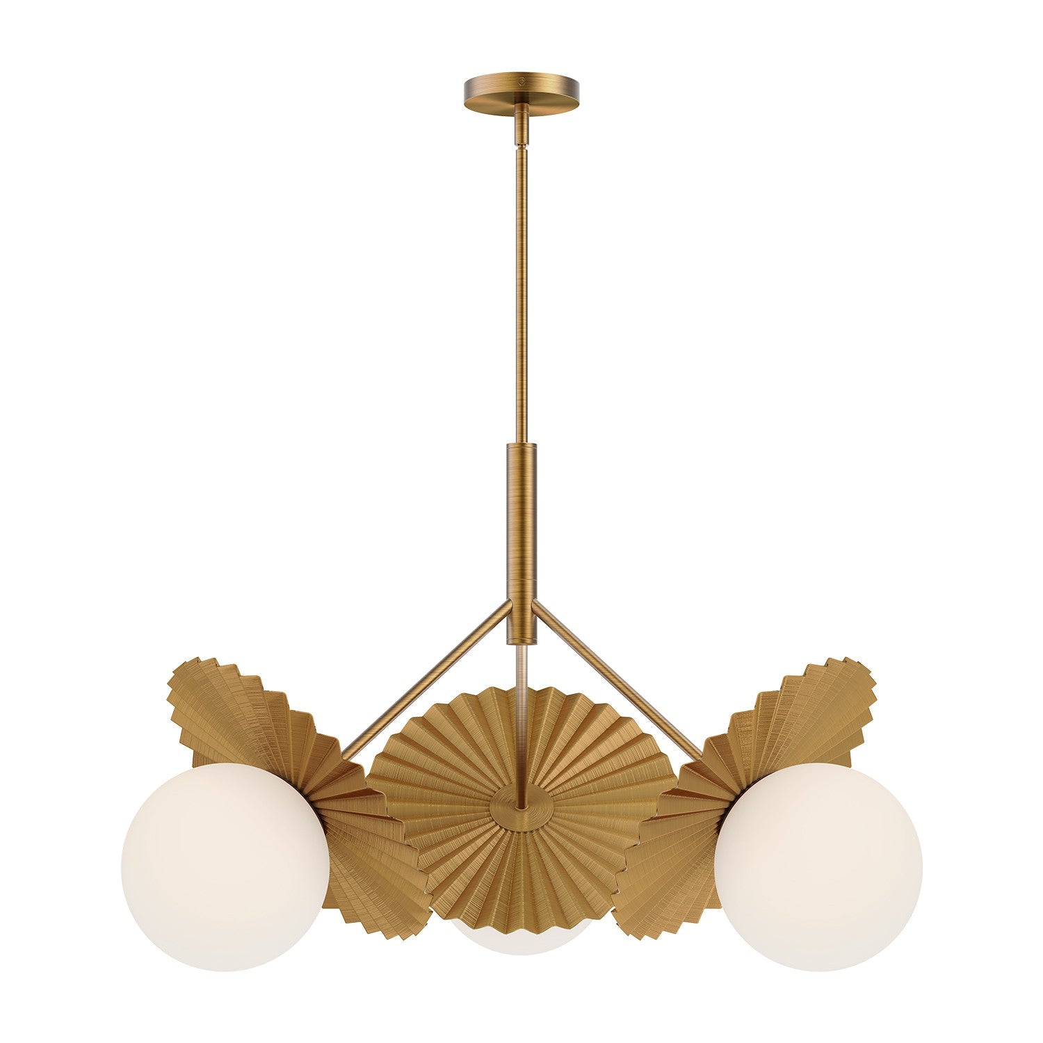 Alora - CH501334BGOP - Three Light Chandelier - Plume - Brushed Gold/Opal Glass