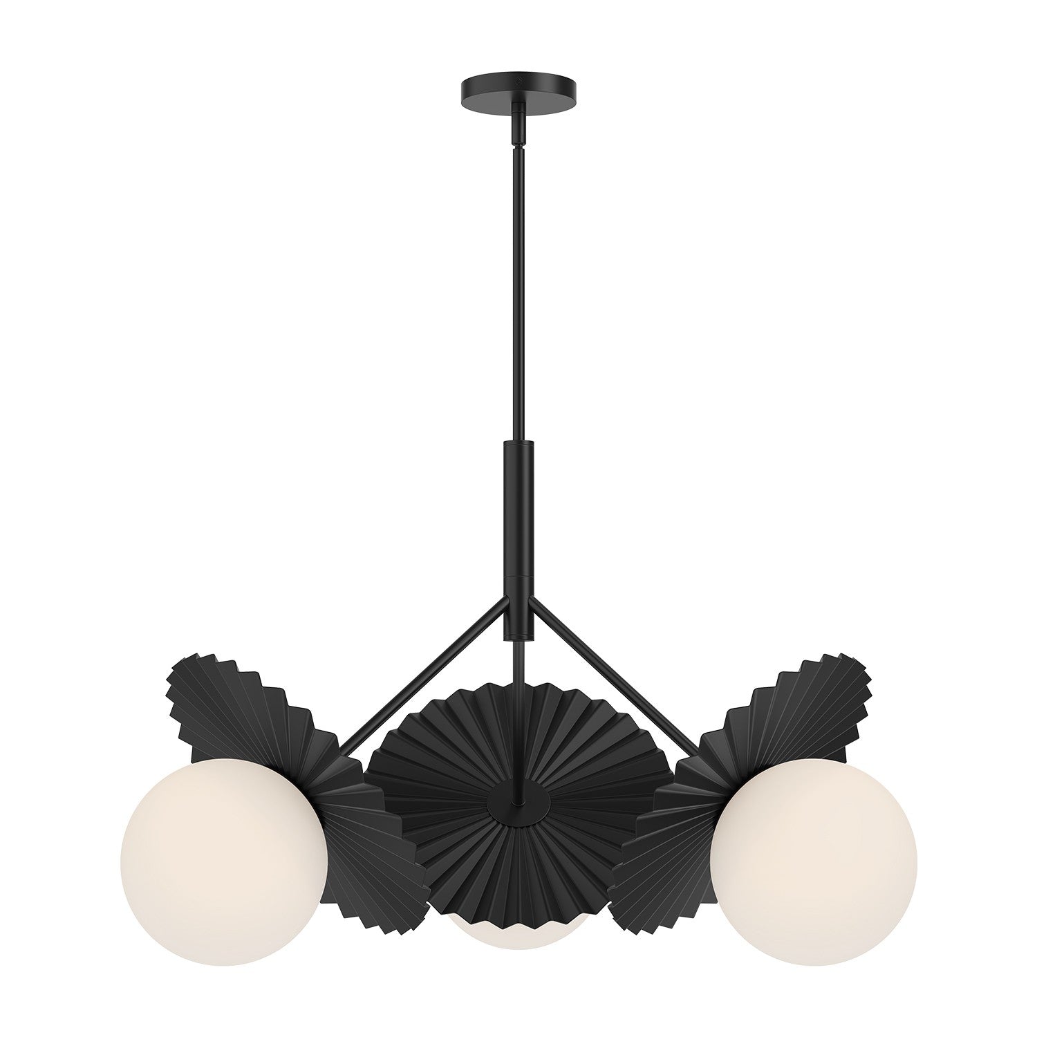 Alora - CH501334MBOP - Three Light Chandelier - Plume - Matte Black/Opal Glass