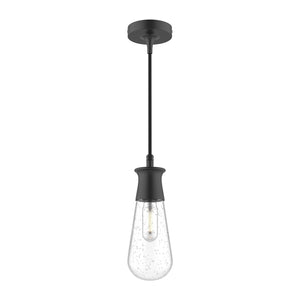 Alora - EP464001BKCB - One Light Outdoor Pendant - Marcel - Clear Bubble Glass/Textured Black