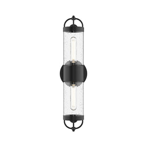 Alora - EW461102BKCB - Two Light Outdoor Wall Lantern - Lancaster - Clear Bubble Glass/Textured Black