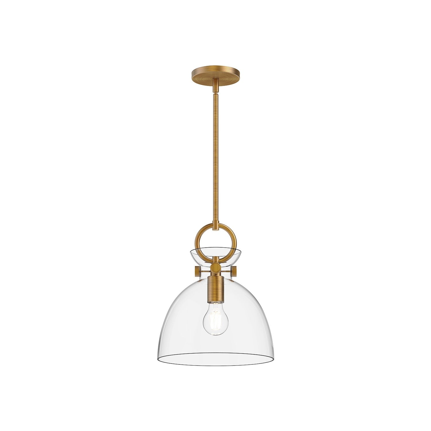 Alora - PD411811AGCL - One Light Pendant - Waldo - Aged Gold/Clear