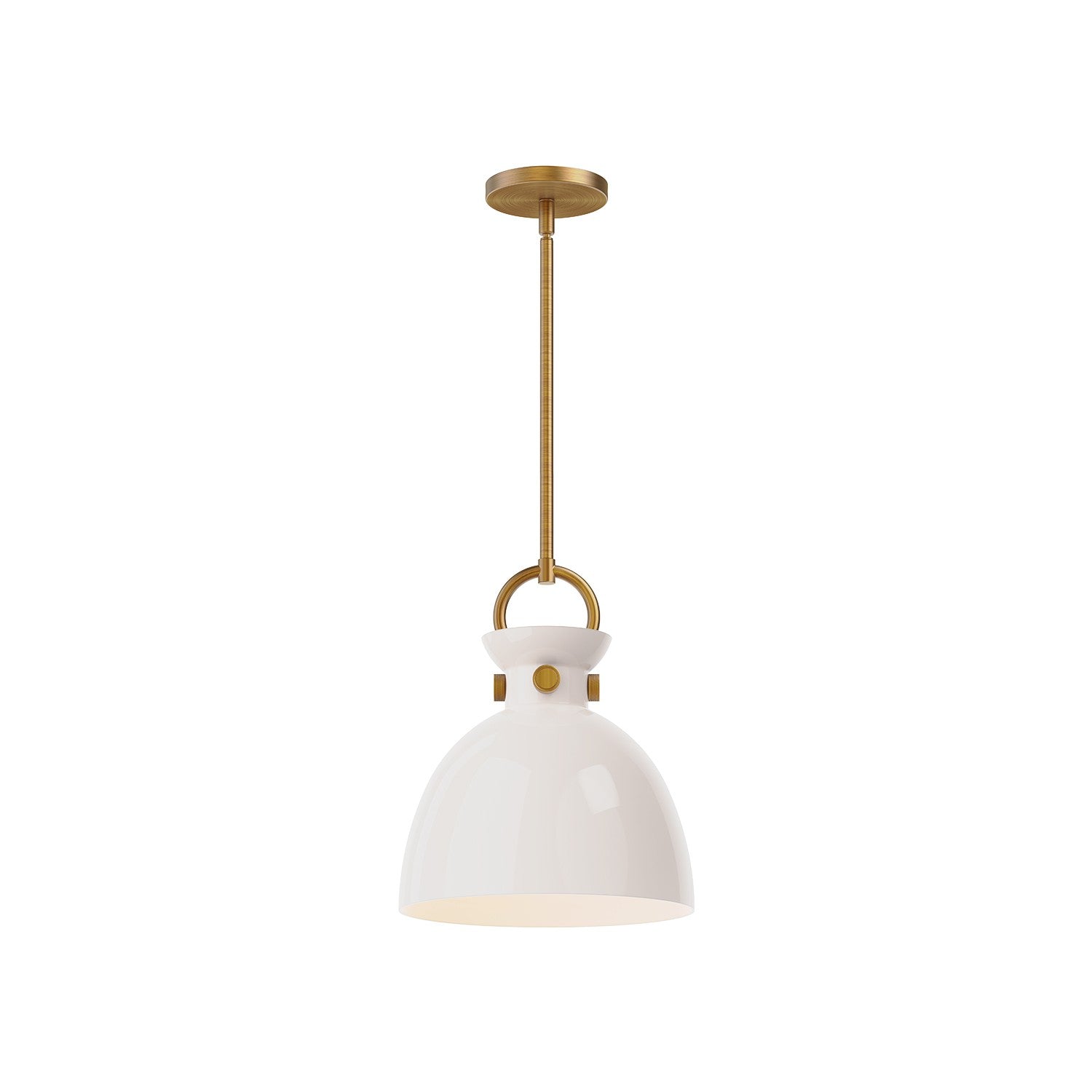 Alora - PD411811AGGO - One Light Pendant - Waldo - Aged Gold/Glossy Opal Glass