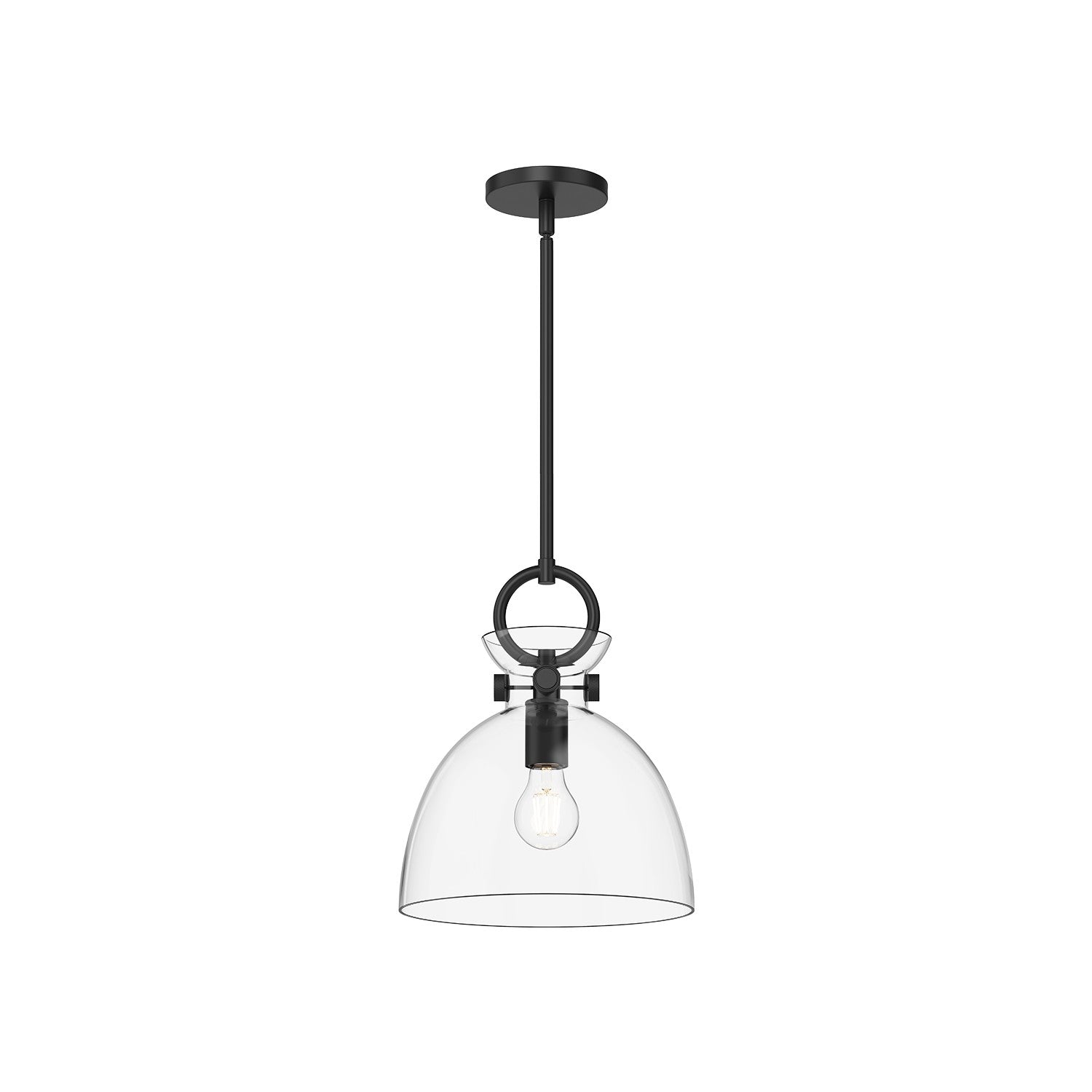 Alora - PD411811MBCL - One Light Pendant - Waldo - Matte Black/Clear Glass