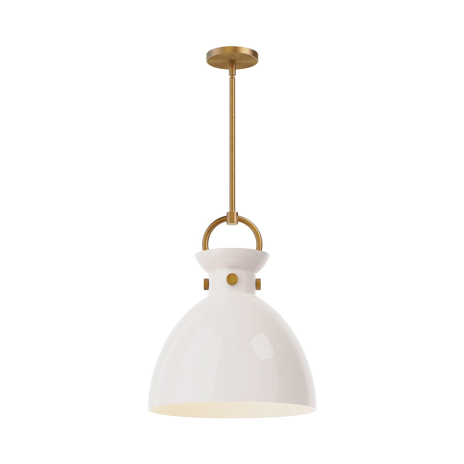 Alora - PD411814AGGO - One Light Pendant - Waldo - Aged Gold/Glossy Opal Glass