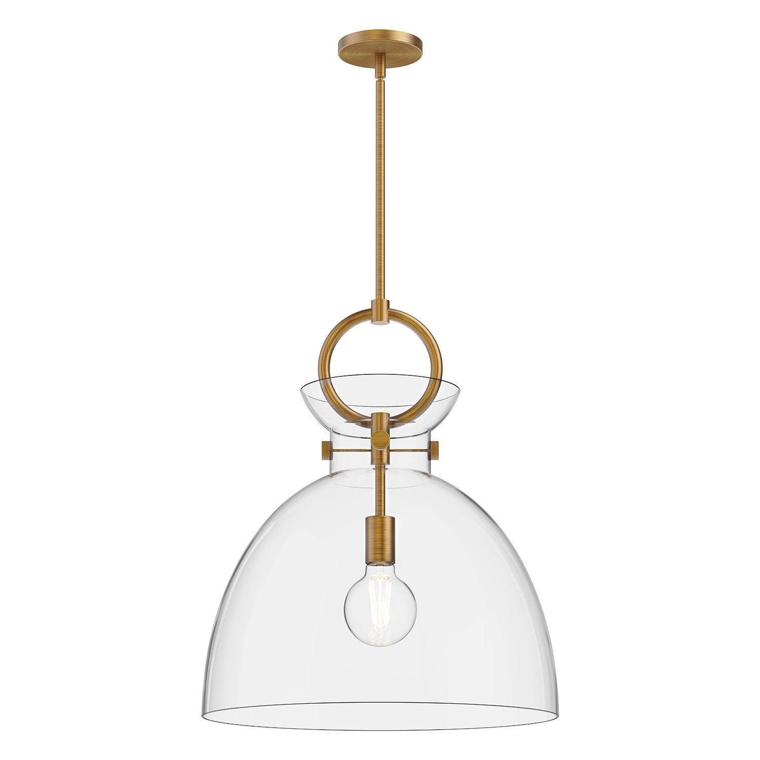 Alora - PD411818AGCL - One Light Pendant - Waldo - Aged Gold/Clear