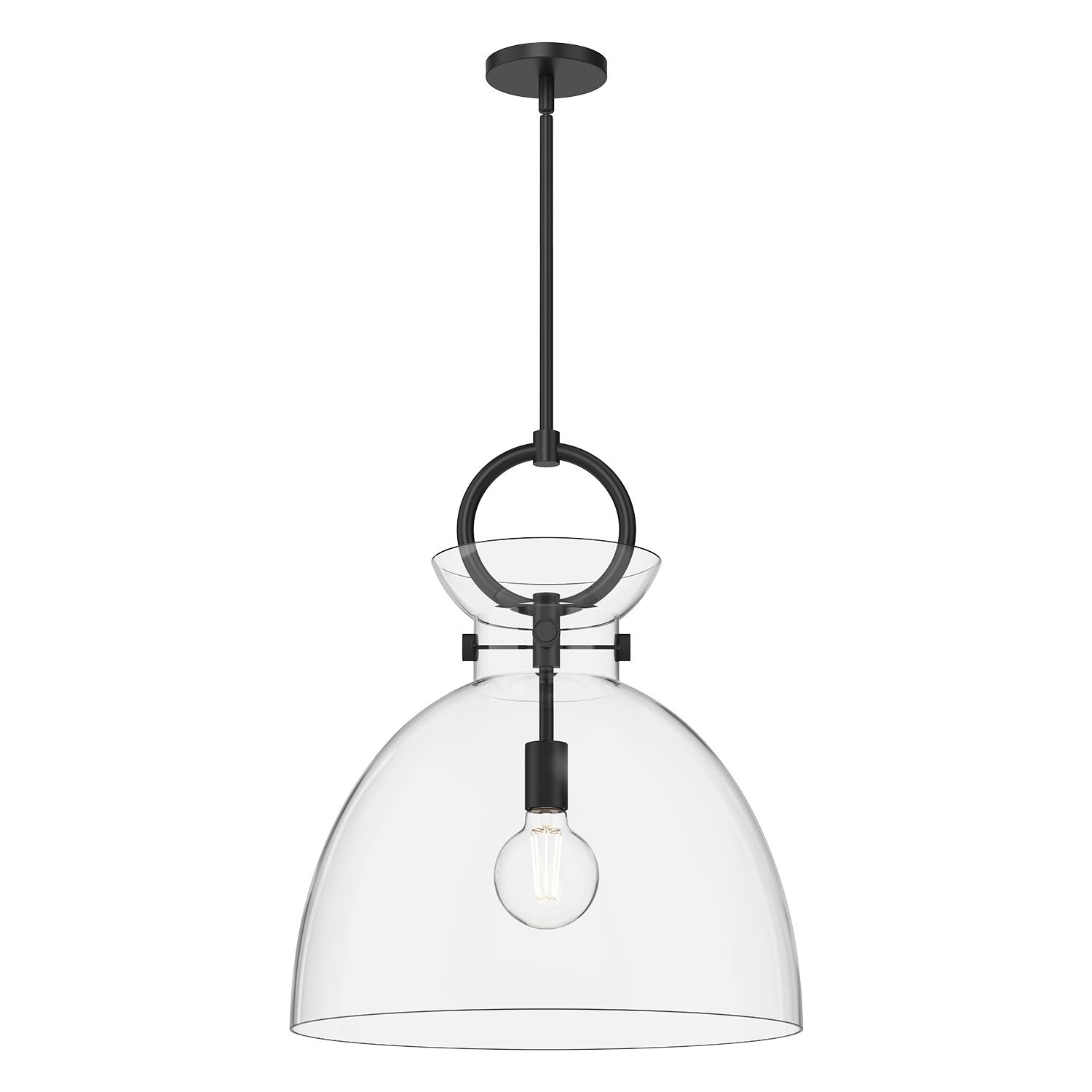 Alora - PD411818MBCL - One Light Pendant - Waldo - Matte Black/Clear Glass