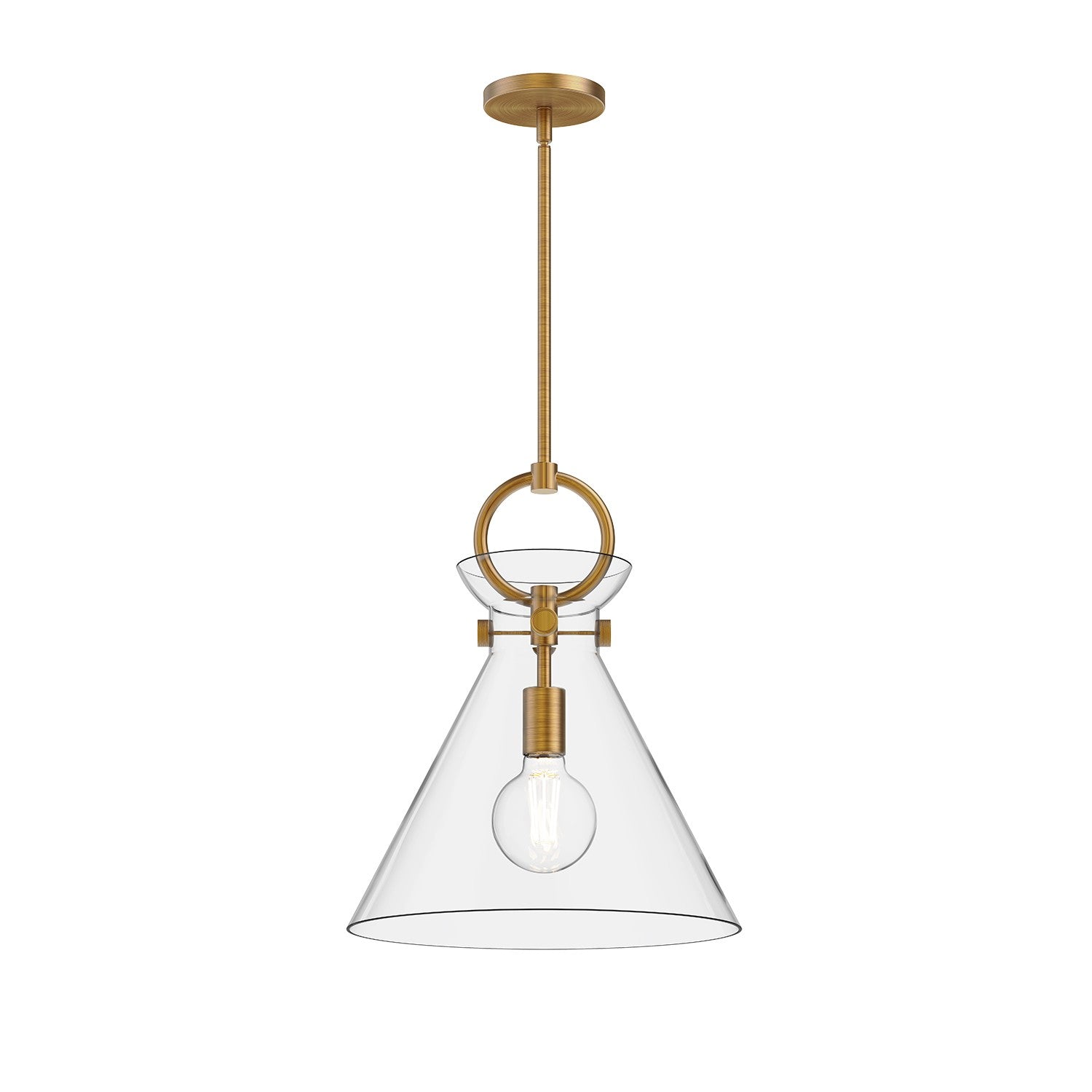 Alora - PD412514AGCL - One Light Pendant - Emerson - Aged Gold/Clear