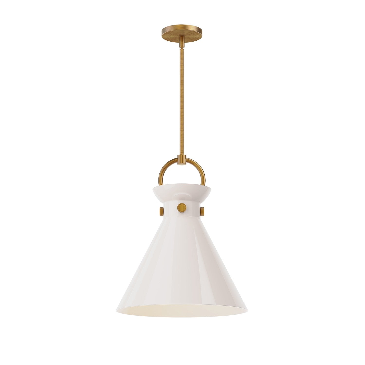 Alora - PD412514AGGO - One Light Pendant - Emerson - Aged Gold/Glossy Opal Glass