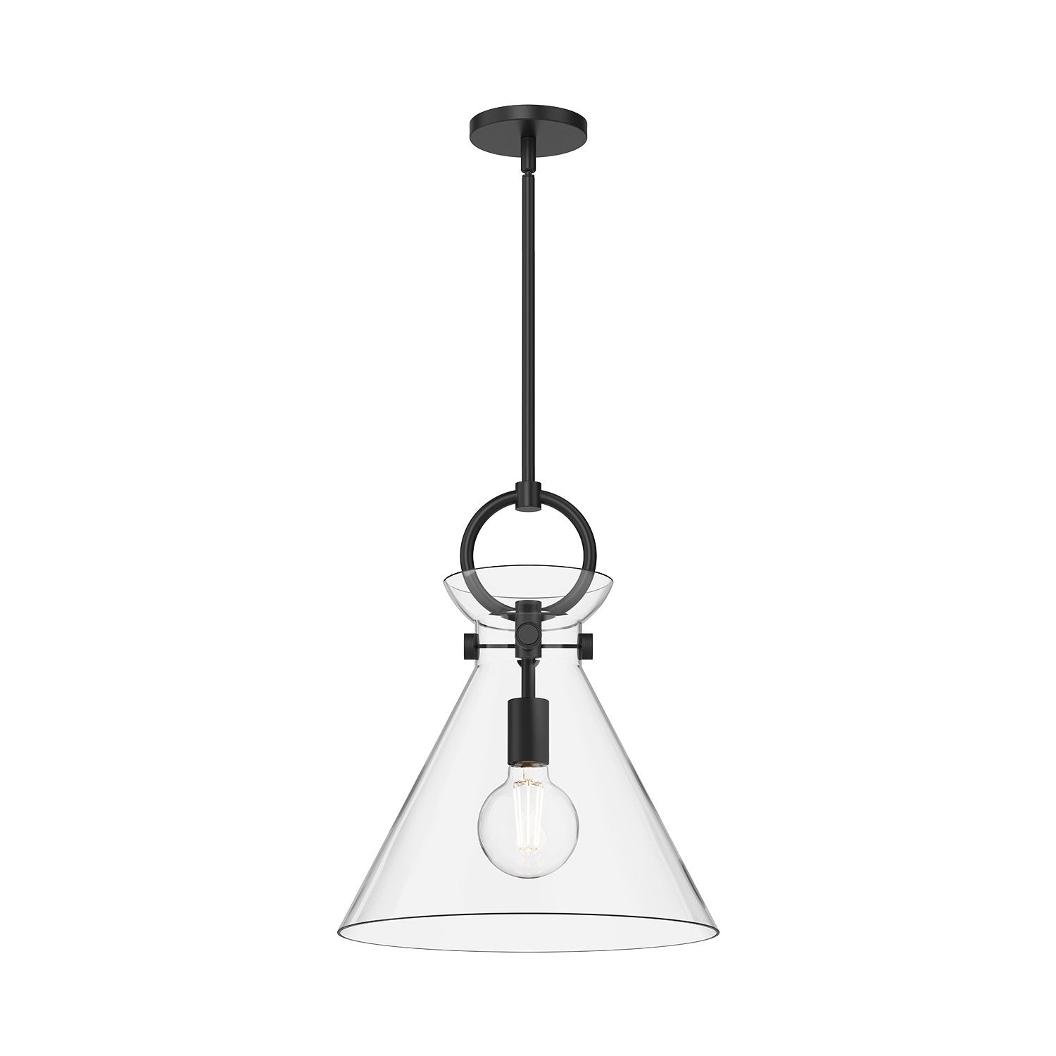 Alora - PD412514MBCL - One Light Pendant - Emerson - Matte Black/Clear Glass