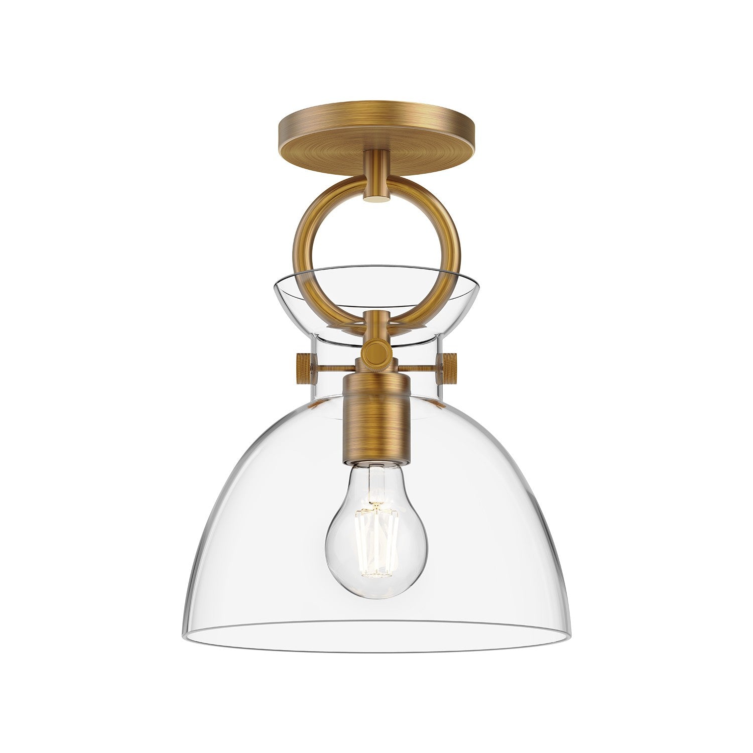 Alora - SF411809AGCL - One Light Semi-Flush Mount - Waldo - Aged Gold/Clear